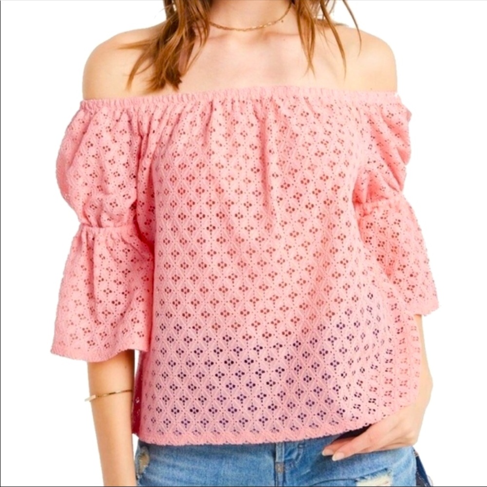 Soprano Nordstrom Eyelet Lace Ruffle Top SZ L NWT